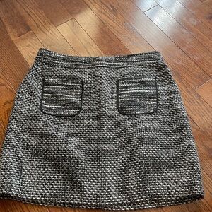 LOFT Black and White Textured Mini Skirt